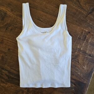 Abercrombie & Fitch Bra-free Ribbed Scoop Neck Tank White Size Large